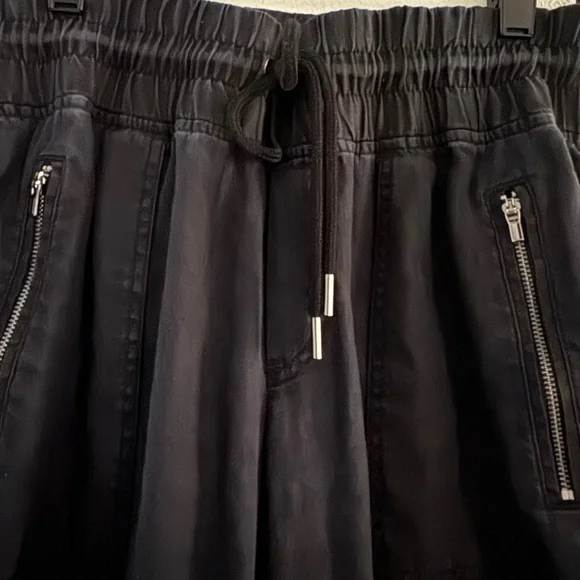 Athleta Pants 12P Cabo Wide-Leg High Rise Joggers Black Linen - Picture 7 of 12